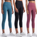 Mujeres sin costura Fitness de cintura Fitness Yoga Gym Pant Leggings Leggings suaves Pantalones de yoga Pantalones recortados Capri Leggings